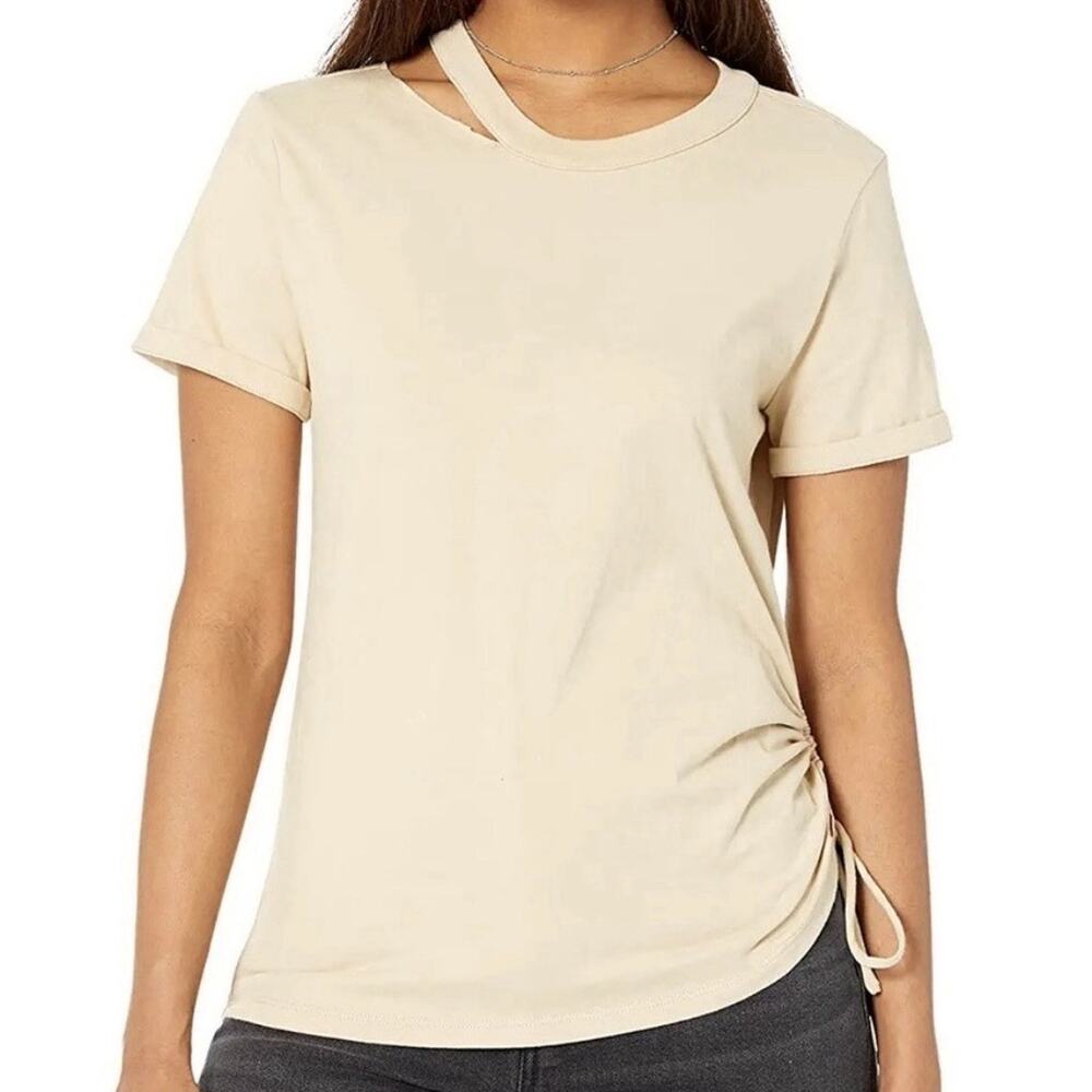 N:Philanthropy Vancouver Beige Cutout Neckline XS Top Side Drawstring Cinched-JB